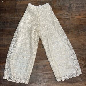 Vintage Surya Palazzo Pants Womens Large Cream Lace